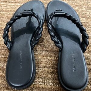 Tory Burch Black Braided Strap Sandals